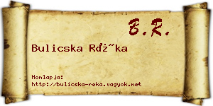 Bulicska Réka névjegykártya